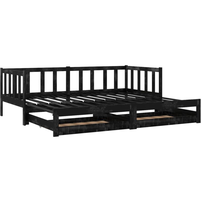 

Sofá cama extraíble madera maciza de pino negro 2x(90x200) cm - Negro - Vidaxl