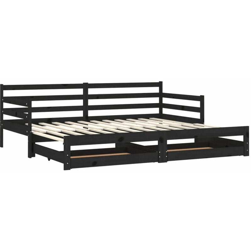 

Sofá cama extraíble madera maciza de pino negro 2x(90x200) cm - Negro - Vidaxl