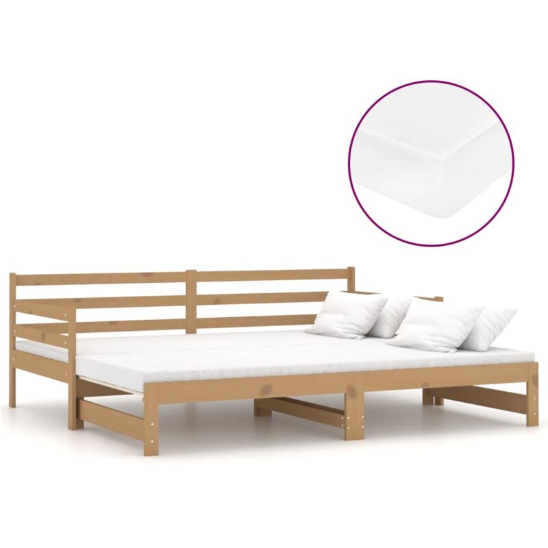 

Sofá cama extraíble madera maciza pino marrón miel 2x(90x200)cm - Marrón - Vidaxl