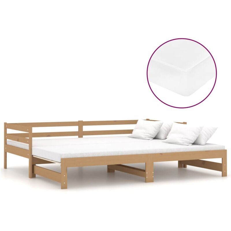 

Sofá cama extraíble madera maciza pino marrón miel 2x(90x200)cm - Marrón - Vidaxl