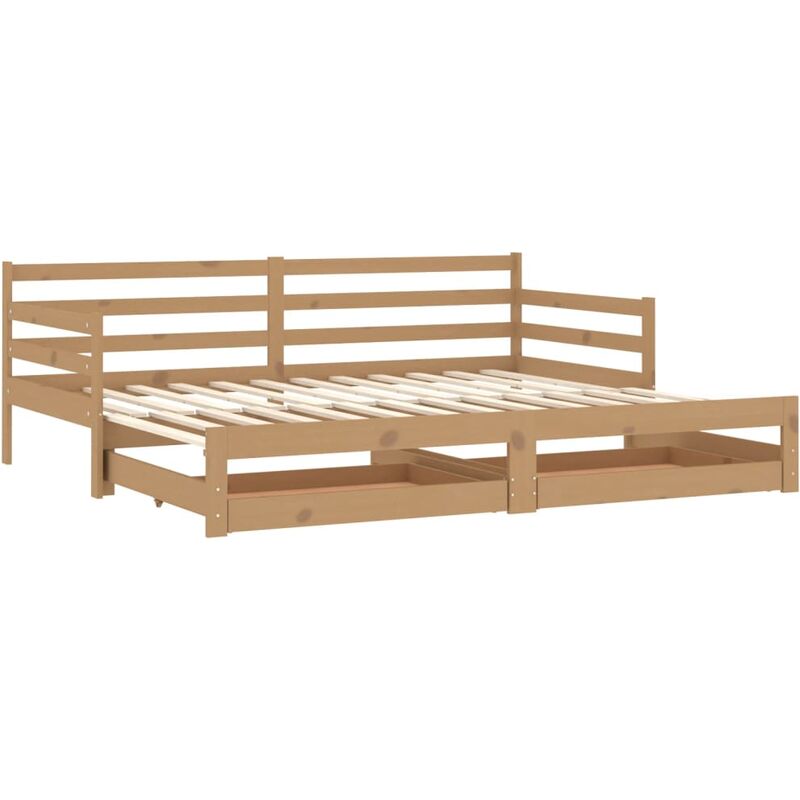 

Sofá cama extraíble madera maciza pino marrón miel 2x(90x200)cm - Marrón - Vidaxl