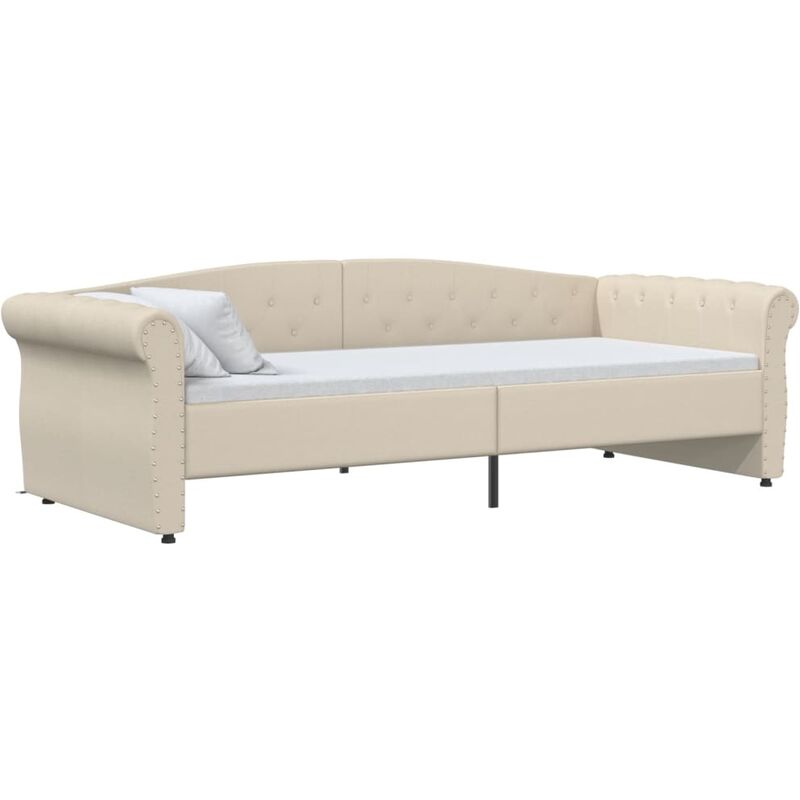 

vidaXL Sofá cama USB de tela color crema 90x200 cm - Crema