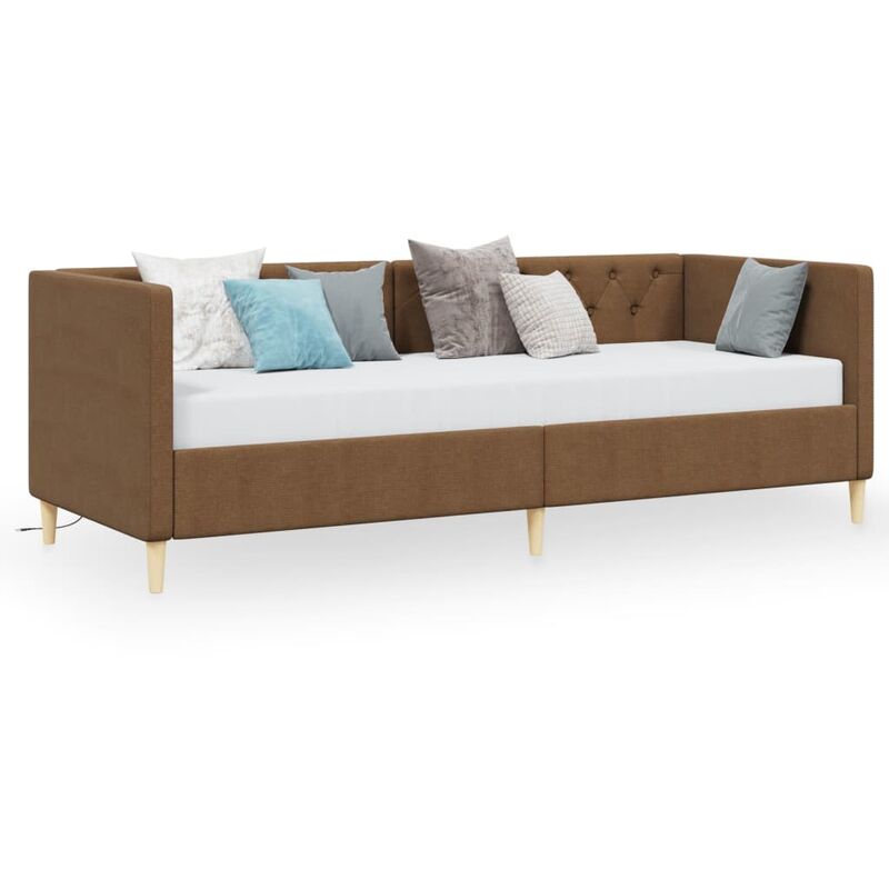 

vidaXL Sofá cama USB de tela marrón 90x200 cm - Marrón