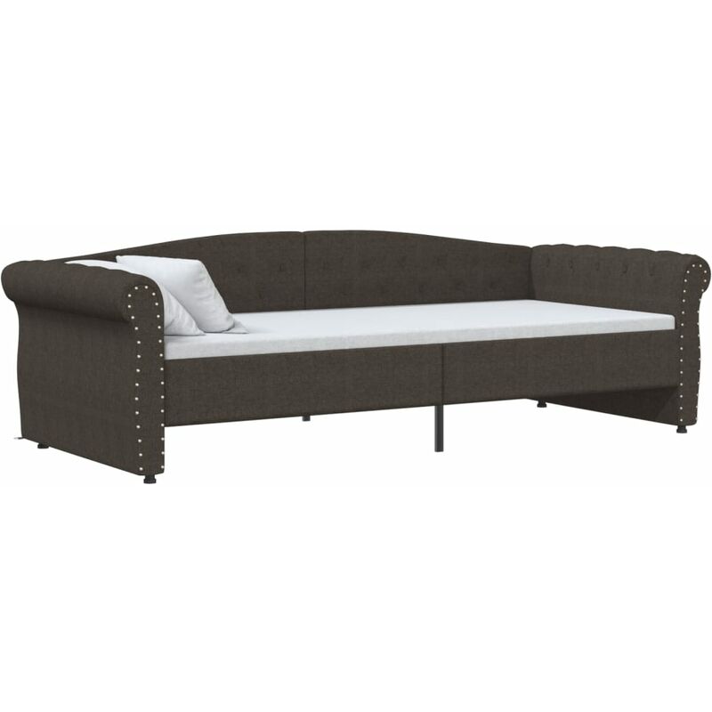 

vidaXL Sofá cama USB de tela marrón oscuro 90x200 cm - Marrón