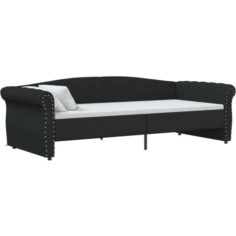 

vidaXL Sofá cama USB de tela negro 90x200 cm - Negro