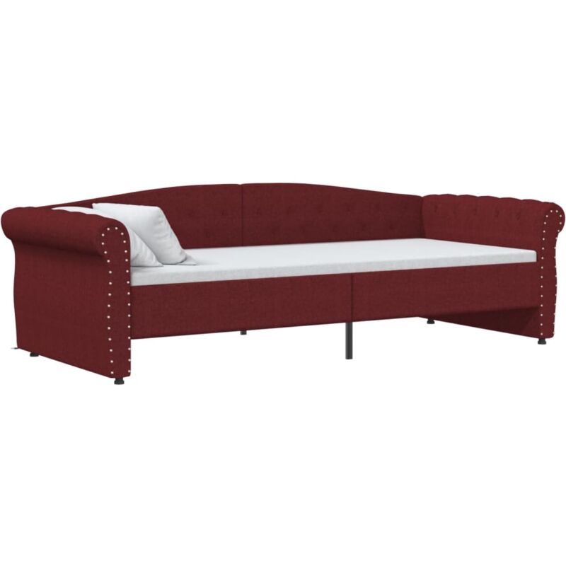 

vidaXL Sofá cama USB de tela rojo vino tinto 90x200 cm - Rojo