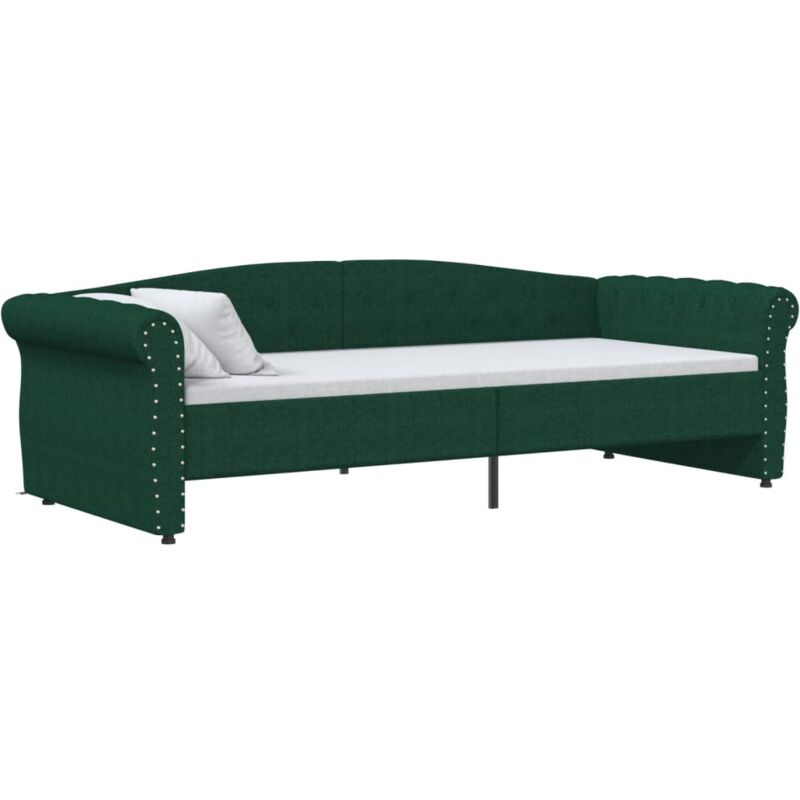 

vidaXL Sofá cama USB de tela verde oscuro 90x200 cm - Verde