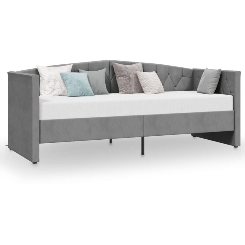 

vidaXL Sofá cama USB de terciopelo gris claro 90x200 cm - Gris