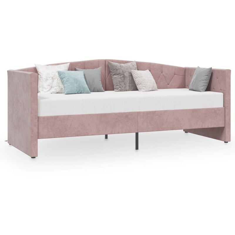 

vidaXL Sofá cama USB de terciopelo rosa 90x200 cm - Rosa