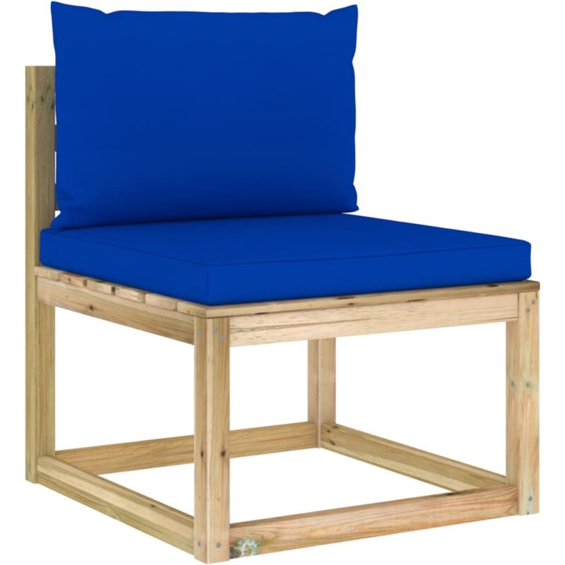 

vidaXL Sofá central de jardín con cojines madera impregnada verde - Azul