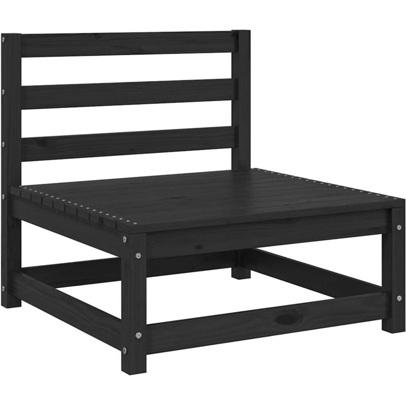

vidaXL Sofá central de jardín negro madera de pino maciza - Negro