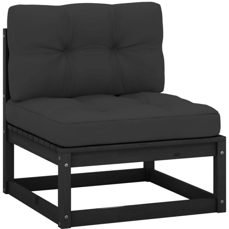 

Sofá central para jardín y cojines gris antracita madera acacia - Negro - Vidaxl