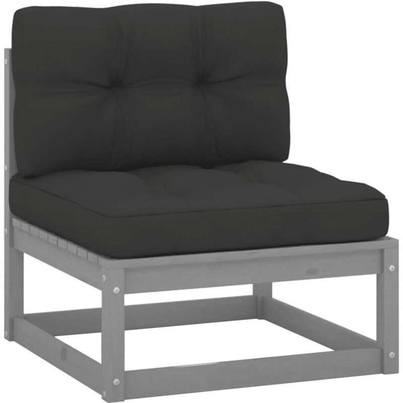

Vidaxl - Sofá central para jardín y cojines gris antracita madera pino - Gris