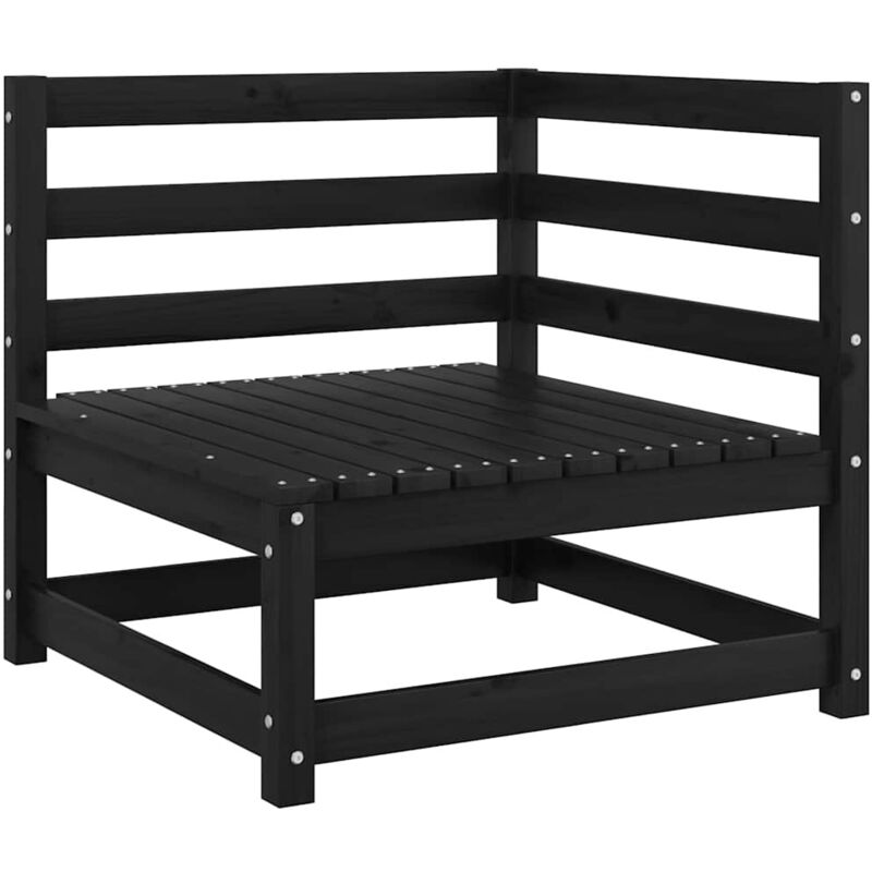

Sofá de esquina de jardín negro madera maciza de acacia - Negro - Vidaxl