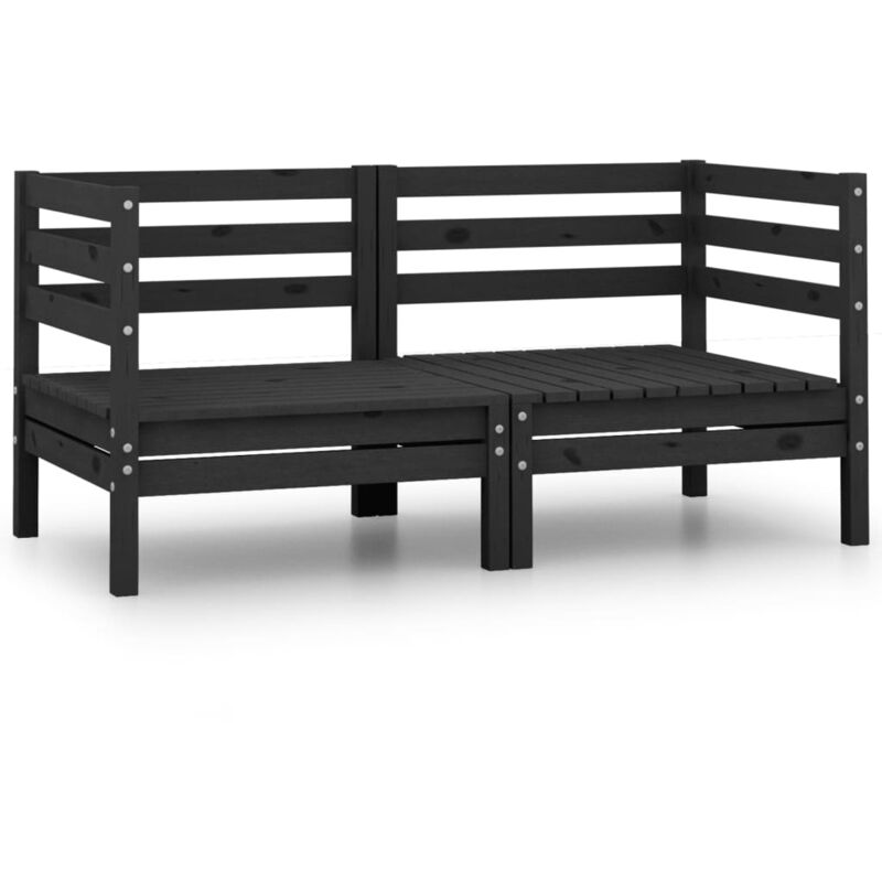 

Sofá de jardín 2 plazas madera maciza de pino negro - Negro - Vidaxl