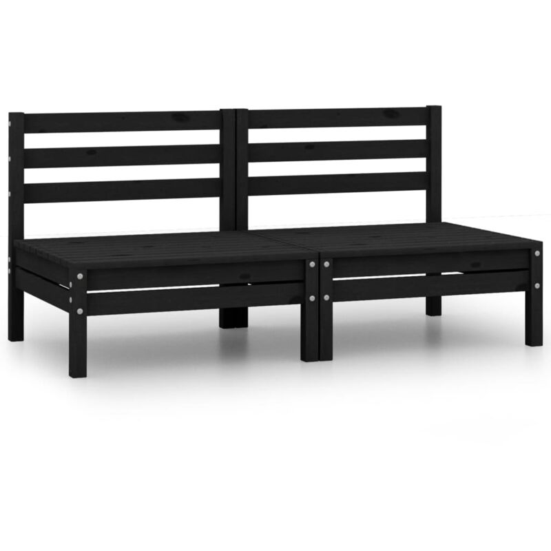

vidaXL Sofá de jardín 2 plazas madera maciza de pino negro - Negro