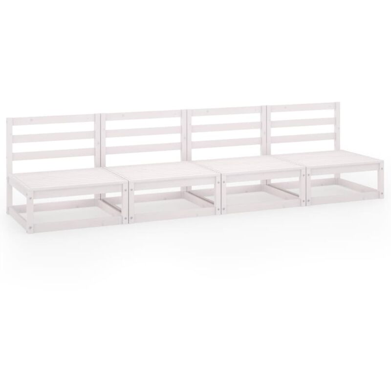 

vidaXL Sofá de jardín 4 plazas blanco madera maciza pino - Blanco