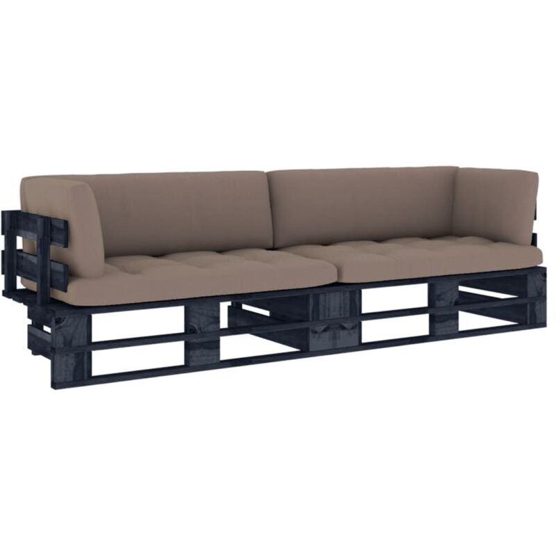 

Vidaxl - Sofá de palets 2 plazas cojines negro madera pino impregnada - Negro