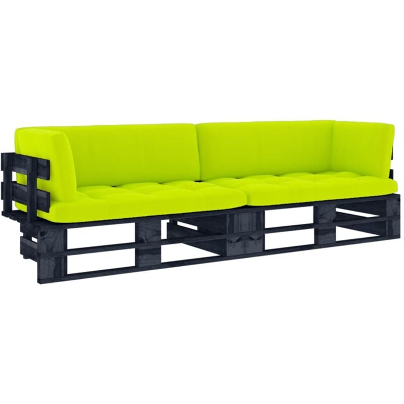 

Vidaxl - Sofá de palets 2 plazas cojines negro madera pino impregnada - Negro