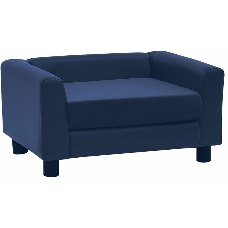 

vidaXL Sofá de perro cojín felpa y cuero sintético azul 60x43x30 cm - Azul