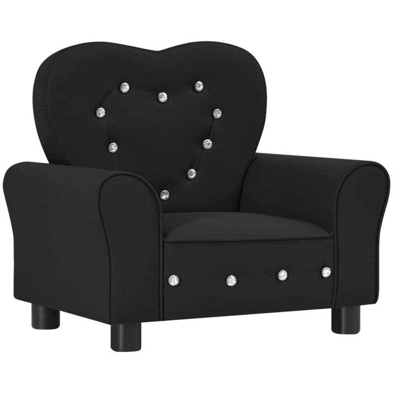 

Sofá infantil de cuero sintético negro - Negro - Vidaxl