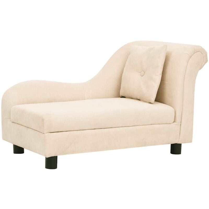 

vidaXL Sofá para perros con almohada crema felpa 83x44x44 cm - Crema