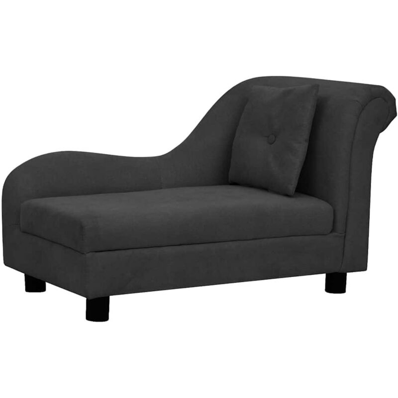 

vidaXL Sofá para perros con almohada negro felpa 83x44x44 cm - Negro