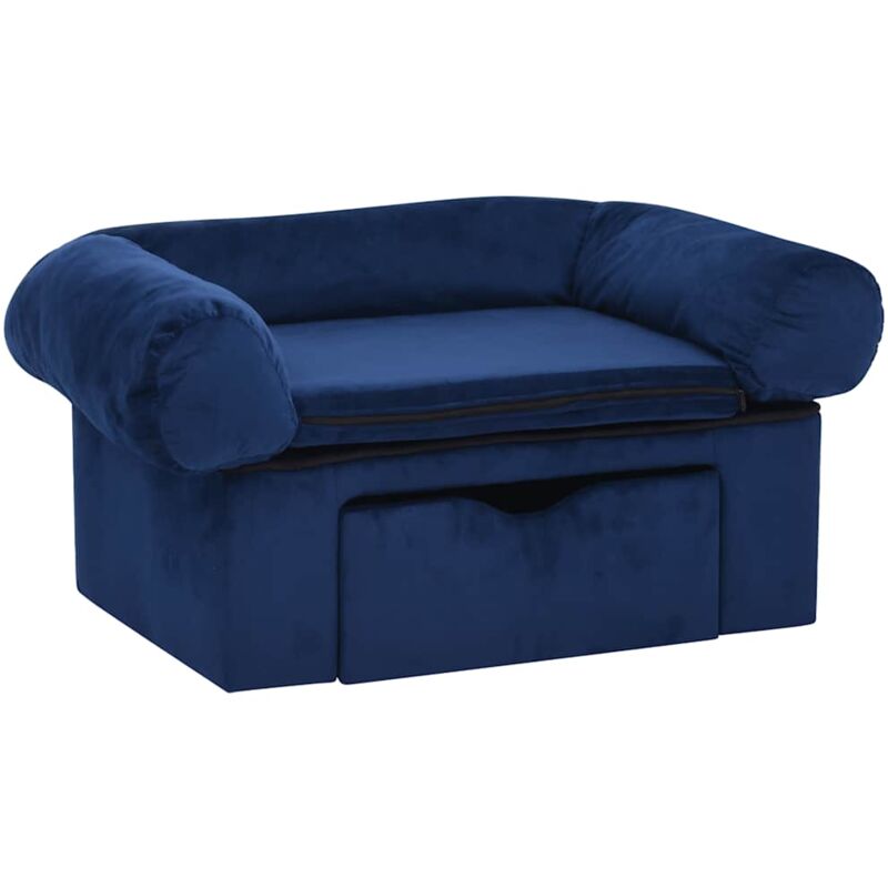 

vidaXL Sofá para perros con cajón felpa azul 75x50x38 cm - Azul