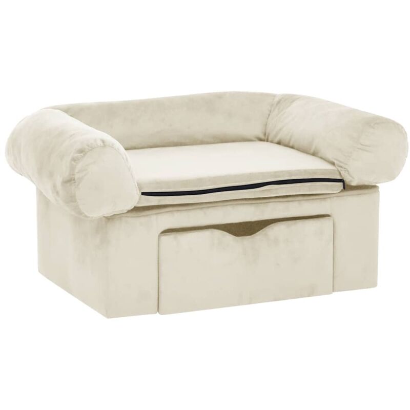 

vidaXL Sofá para perros con cajón felpa crema 75x50x38 cm - Crema