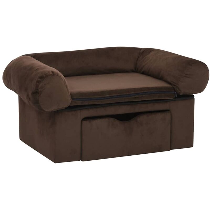 

vidaXL Sofá para perros con cajón felpa marrón 75x50x38 cm - Marrón