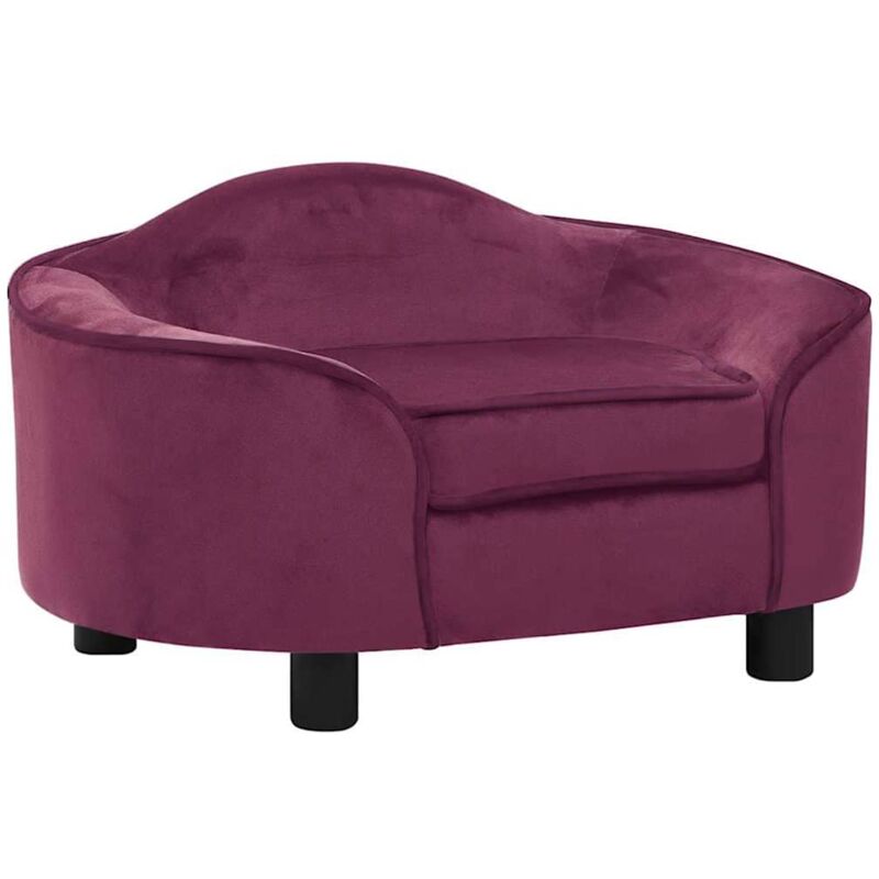 

vidaXL Sofá para perros felpa borgoña 67x47x36 cm - Púrpura