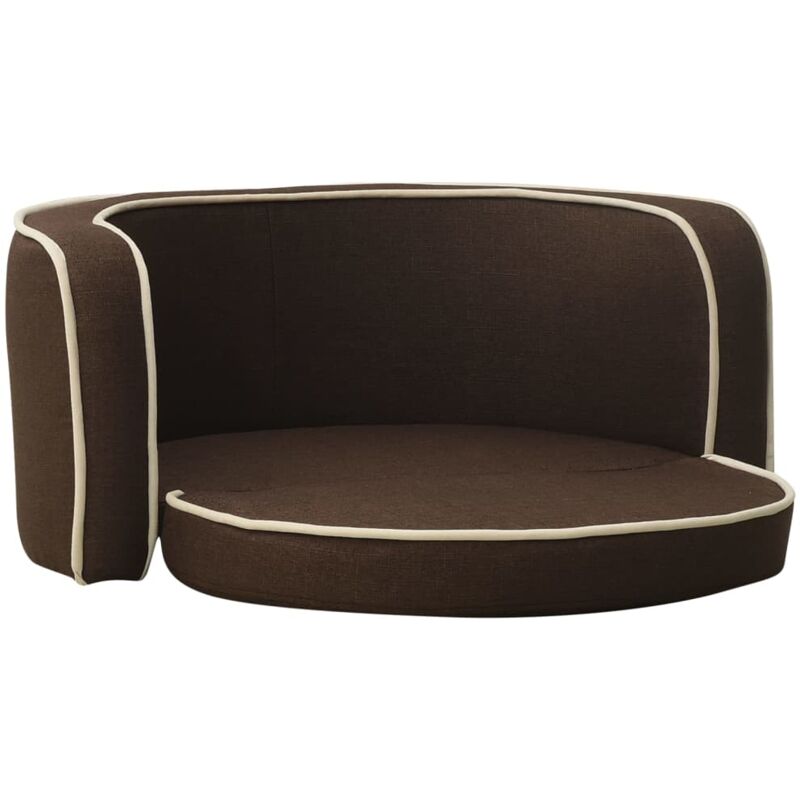 

vidaXL Sofá plegable para perros cojín lavable lino marrón 76x71x30 cm - Marrón