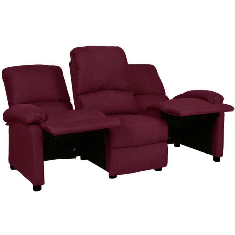 

vidaXL Sofá reclinable de tela de 3 plazas morado - Púrpura