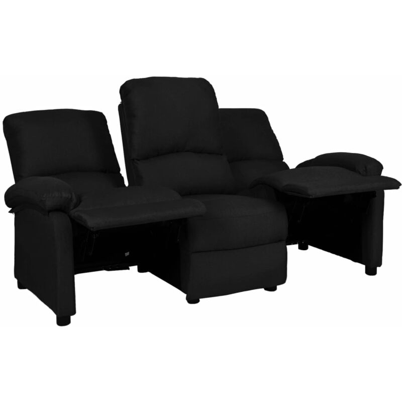 

vidaXL Sofá reclinable de tela de 3 plazas negro - Negro