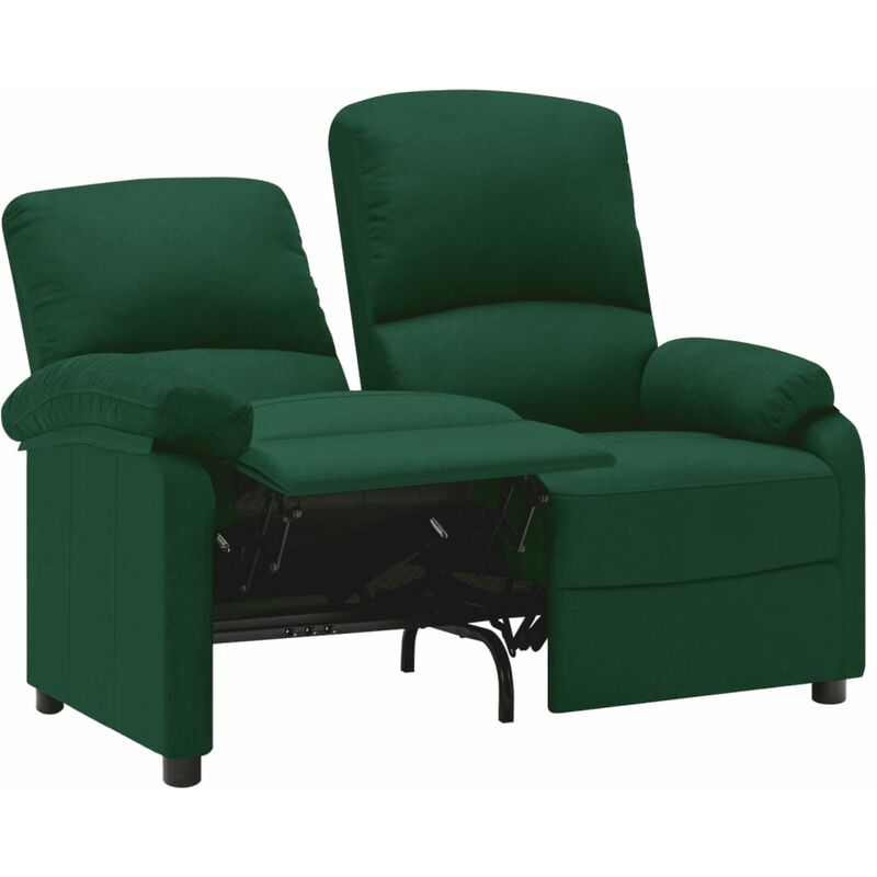 

vidaXL Sofá reclinable de tela de 2 plazas verde oscuro - Verde