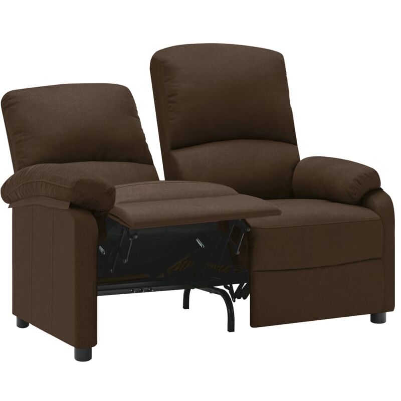 

Sofá reclinable de tela de 2 plazas marrón oscuro - Marrón - Vidaxl