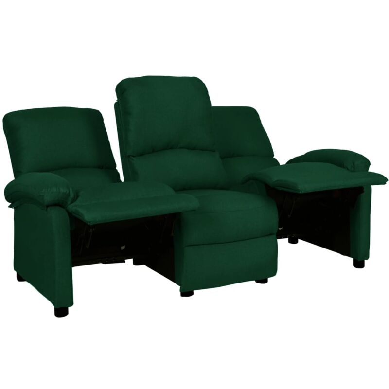 

vidaXL Sofá reclinable de tela de 3 plazas verde oscuro - Verde