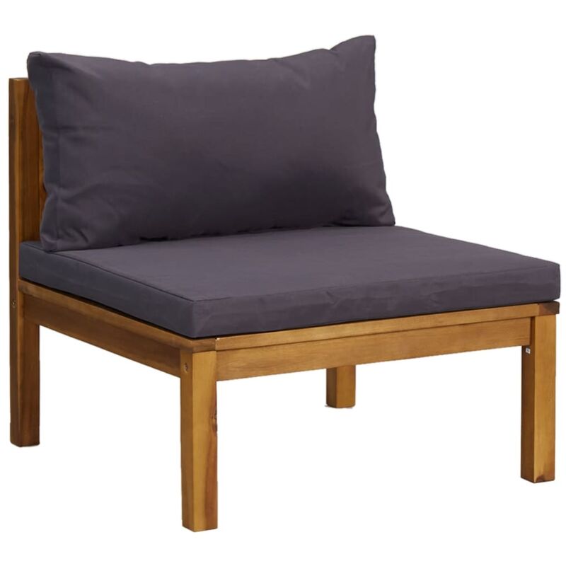 

Sofá seccional central con cojines gris oscura madera de acacia - Marrón - Vidaxl
