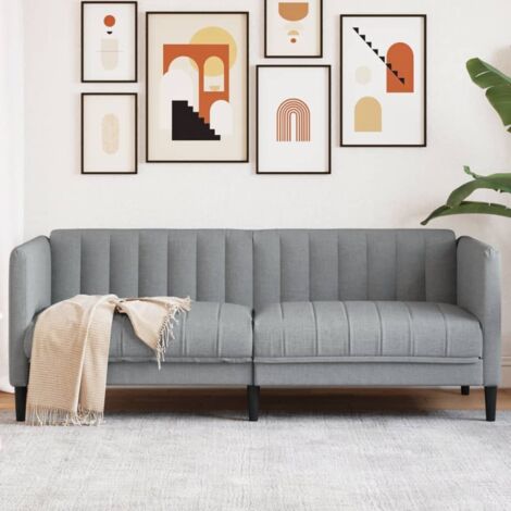 vidaXL Sofa 2-Sitzer Hellgrau Stoff