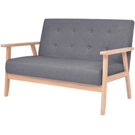 vidaXL Sofa 2-Sitzer Stoff Dunkelgrau