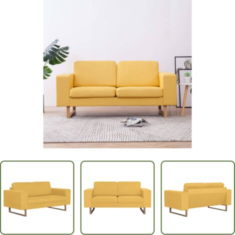 vidaXL Sofá amarillo -  Sofá de 2 plazas de tela amarillo
