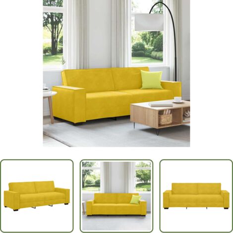 vidaXL Sofá amarillo -  Sofá de 3 plazas terciopelo amarillo 220x78x84 cm