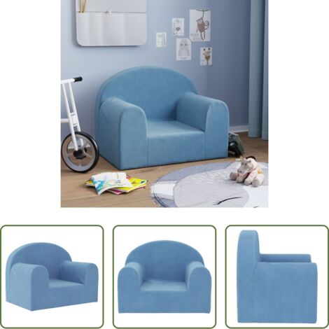 vidaXL Sofá azul -  Sofá para niños felpa suave azul