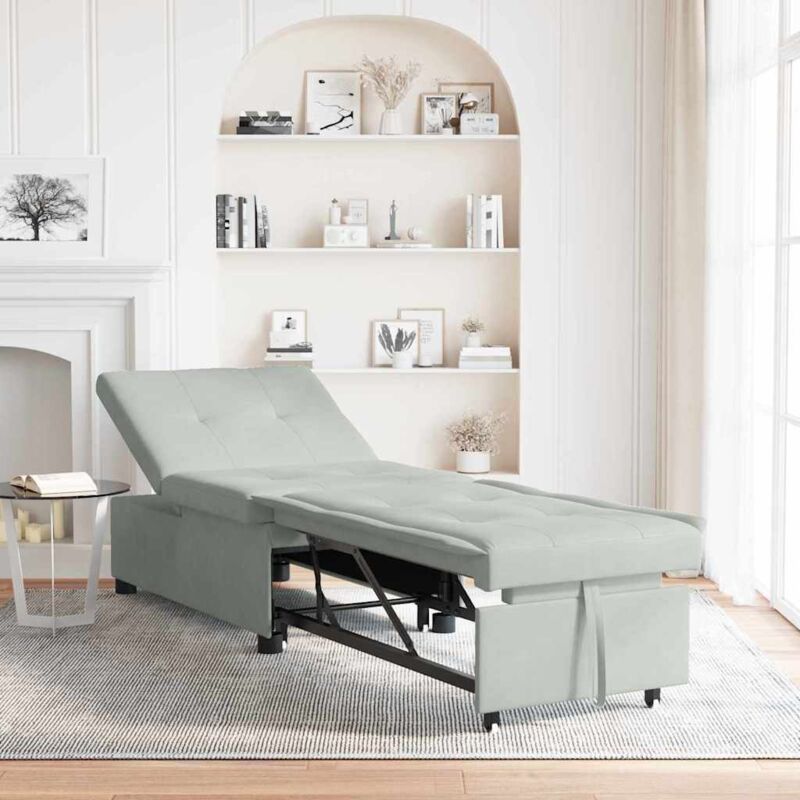 Sofa Bed Light Grey 67 X 194 X 38 Cm Velvet Vidaxl