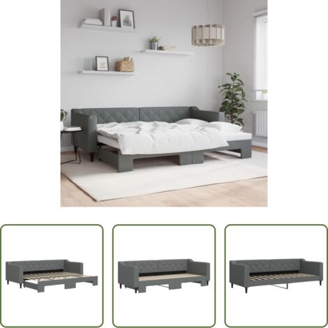 vidaXL Sofa-Bett -  Tagesbett Ausziehbar Dunkelgrau 80x200 cm Stoff