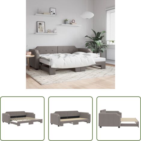 vidaXL Sofa-Bett -  Tagesbett Ausziehbar Taupe 90x200 cm Stoff