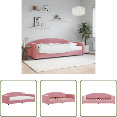 vidaXL Sofá cama 2 en 1 -  Sofá cama con colchón terciopelo rosa 90x200 cm