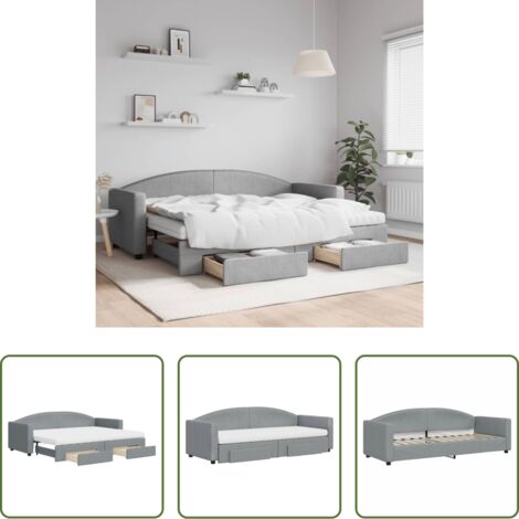vidaXL Sofá cama 2 en 1 -  Sofá cama nido con cajones tela gris claro 80x200 cm