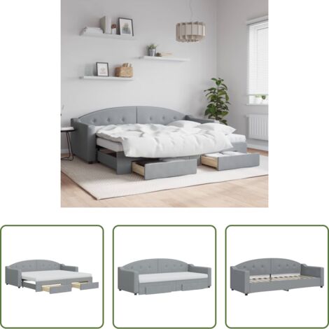 vidaXL Sofá cama 2 en 1 -  Sofá cama nido con cajones tela gris claro 80x200 cm