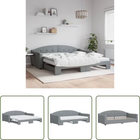 vidaXL Sofá cama 2 en 1 -  Sofá cama nido con colchón tela gris claro 100x200 cm